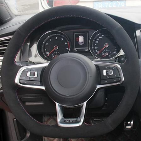 (Stil 13) Hand-sytt Kolfiber Svart Mocka Bil Ratt Skydd För Volkswagen Golf 7 GTI Golf R MK7 Polo Scirocco 2015 2016