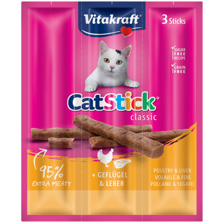 Vitakraft - CatSticks Mini kylling/lever 6 g x 3 stk. - Katt - Kattegodteri & kattegress - Tyggepinner til katt - ZOO.no