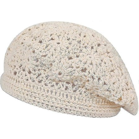 Dam Bomull Sommar Virkad Hatt Lätt Retro Handgjorda Baskrar-MXBC 2025th