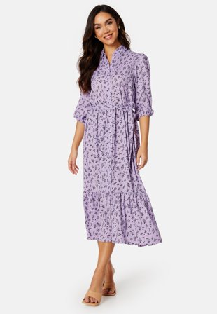 Happy Holly Serene puff sleeve dress Lavender / Patterned Klær