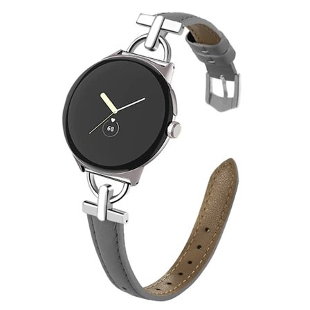 Google Pixel Watch 2/3 (41mm) Armband Äkta Cow Läder - Grå