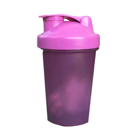Proteinpulver Shaker Cup PP Shaker Flaska med Rostfritt Stålkulor för Blandning 500mlLila