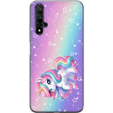 Yhteensopiva Puhelinkuori Huawei nova 5T Stitch polaroid-kehyksissä sinisillä pastellisävyillä ja suloisilla ilmeillä kollaaseissa sydämillä