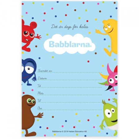Babblarna inbjudningskort 8-pack - Babblarna Kalas Dekoration - Kalaslagret.se