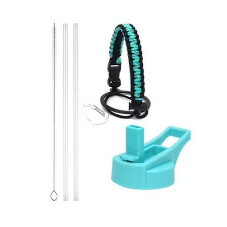 Flask Halm Låg til Hydro Vandflasker med Bred Munding, Isoleret Sportsflaske med Karabinhage, Rengøringsbørste og 2 Halm