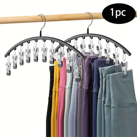 Bøjler med clips, pladsbesparende, garderobestativ, velegnet til ophængning af bukser og leggings, ideel til hjemmebrug.