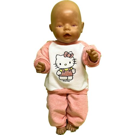 Joggingdress i rosa-melerad trikå till Baby Born, dockkläder