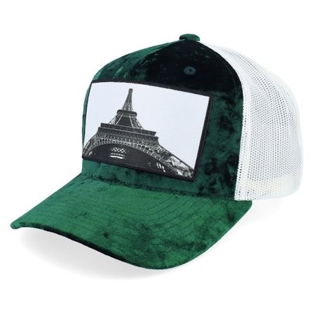 Calza Pennello - Grön trucker Keps - Eiffel Tower Velvet Green/Ivory A-frame Trucker @ Hatstore