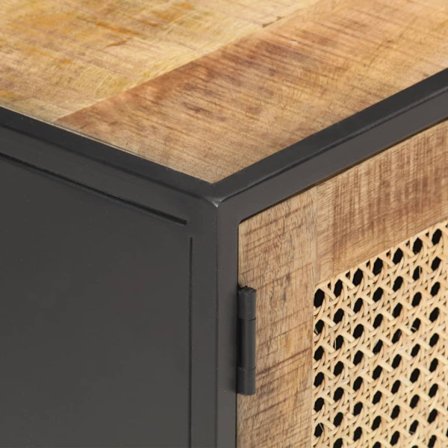 vidaXL TV-bänk 120x30x40 cm massivt grovt mangoträ och naturlig rotting