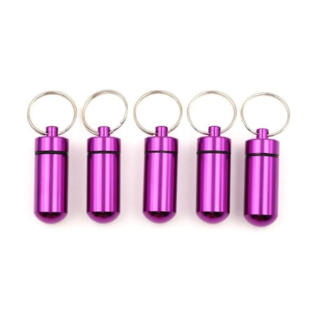 1/5st Hot Sale Pillbox Nyckelring Pillerburk Vattentät Aluminiumprofil Medicin Pillerbehållare Flaskhållare Medicinbehållare