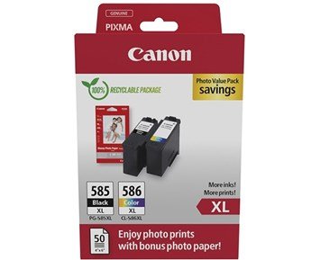 Canon PG-585XL/CL-586XL PHOTO VALUE - PG-585XL/CL-586XL bläckpatroner & 50 ark fotopapper