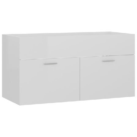 Vidaxl Tvättställsskåp Vit Högglans 90x38,5x46 Cm Konstruerat Tr Vit