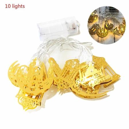 Eid Mubarak Element Håndlaget trådlysstreng 10 LED-lys Eid Ramadan islamsk batteriforsyning Innendørs hjemmefestdekor