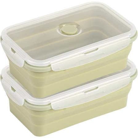 Sammenklappelig madkasse 1200ml 2-pak Lækagesikker silikone Bento-boks til voksne Kompatibel med camping Picnic Kontor Køkken