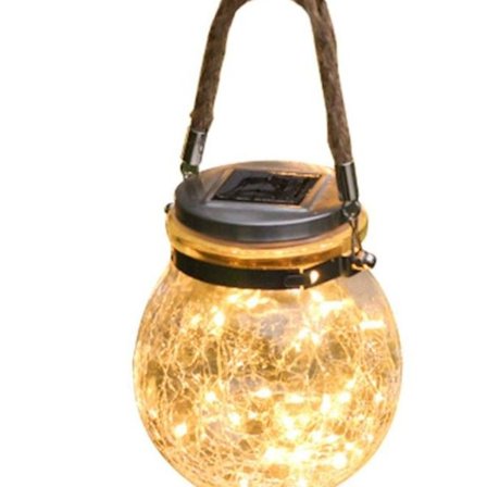 Solcellelamper, knitrende glasskule, ravvarm LED hengende solcellelamper KLB