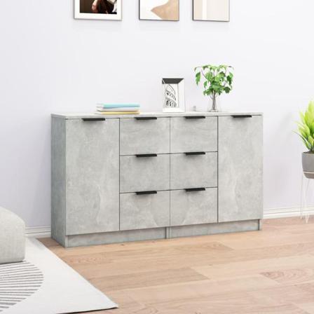 Vidaxl Skänk 2 St Betonggrå 60x30x70 Cm Konstruerat Trä Grå