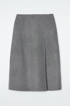 COS Women's Double Faced Wool Midi Skirt in Grey