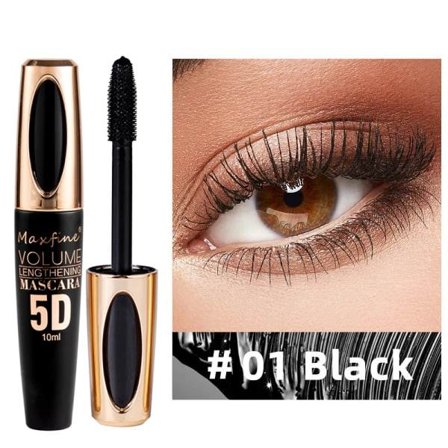 Vandtæt Mascara, 5D Mascara Sort Volumen og længde Vandtæt, Øjenvippemascara, Mascara med Falsk Lash Effekt med blød Mascarabørste