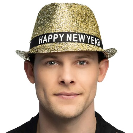 Happy New Year Hatt Guld