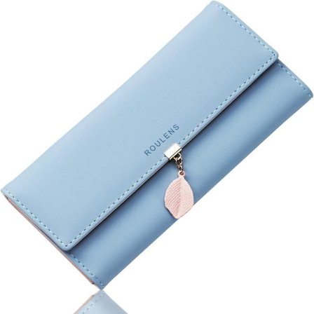 Damepung, RFID-blokerende PU-læderpung til kvinder, lynlåslomme til mønter med bladhængsel, flere kortlommer og rummelig lomme