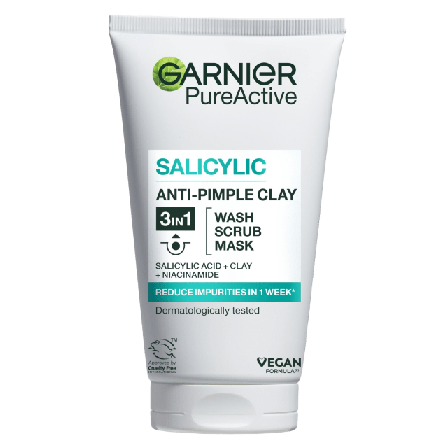 Garnier SkinActive Pure Active 3-in-1 Clay Rengöring Unisex 150 ML