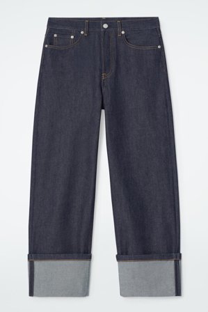 COS Women's Facade Turn-Up Straight-Leg Jeans in Blue