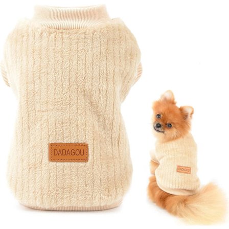 Ribstrikket fleecejumper-pullover-sweatshirt til små hunde, katte, hvalpe, Yorkie, Chihuahua, varm sweater, vintertøj