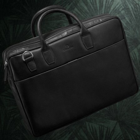 Borsa Montreal Executive in pelle nera con doppia zip per uomini - Borse in pelle