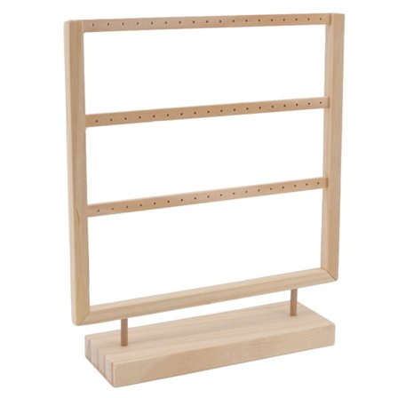 Korvakoruteline, puunvärinen, puinen korvakorujen säilytysteline, korvakorujen ripustus, 3 kerrosta