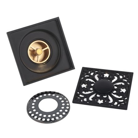 Antiikkinen eurooppalaistyylinen neliönmuotoinen lattiakaivo kuparista ja ruostumattomasta teräksestä, haju- ja hyönteissuojattu kylpyhuoneeseen ja 