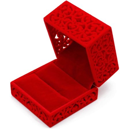 Ring Box Hollow Square Velvet Wedding Ring Gift Box