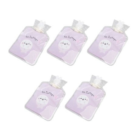 5 stk. fortykket eksplosjonssikker PVC varmtvannsflaske med bred åpning, lilla