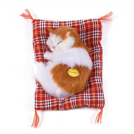 Sød Gul og Hvid Sovende Kat Plyslegetøj[CO]