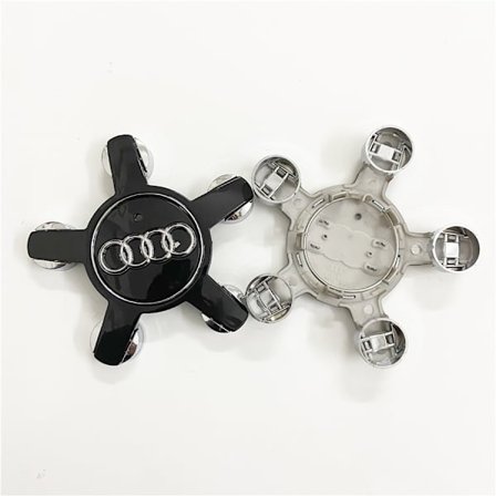 Sopii Audi 134mm viisikyntiselle renkaalle, vanteen keskiölogo A6 A4L - Audi 5-kynti kupera musta (neljän pakkaus)