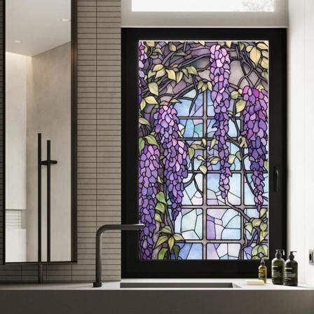 1 stk (45x100 cm) Blomsterfarvet glas vinduesfilm Anti-UV varmeindsats