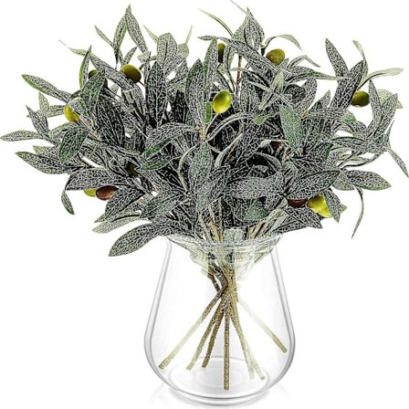 8 stk. 14 tommers kunstige olivengrener Grønt Dekor