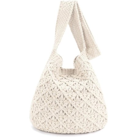 Strikket Hæklet Skuldertaske HVID