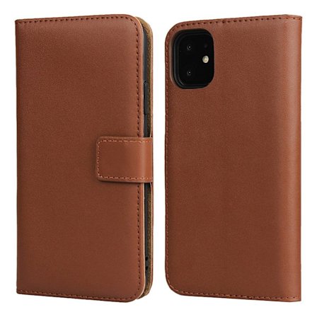 Wallet Cover Genuine Leather for iPhone 11 & XR - Brown
