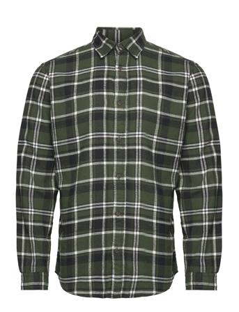 Jack & J S Jjplain Fall Check Shirt Ls Khaki Green