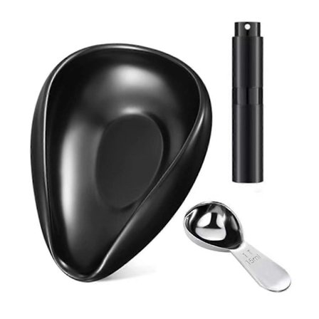 Kaffebønne Doseringskop Ske og Flaskesæt, Espresso Kaffe, Keramisk Enkelt Doseringsbakke til Kaffe Sort