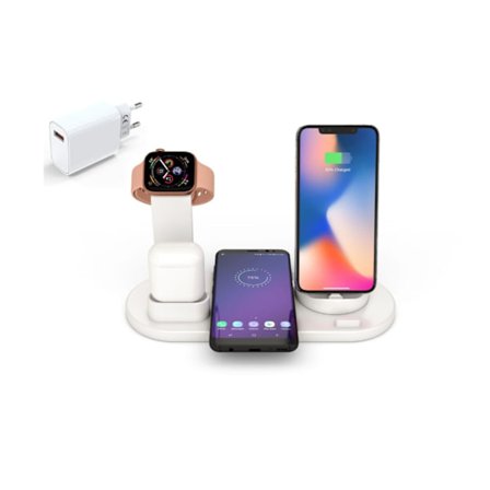 Apple Magnetisk Trådlös Laddstation 4-i-1 Laddningsdocka Kompatibel med iPhone Apple Watch och Airpods