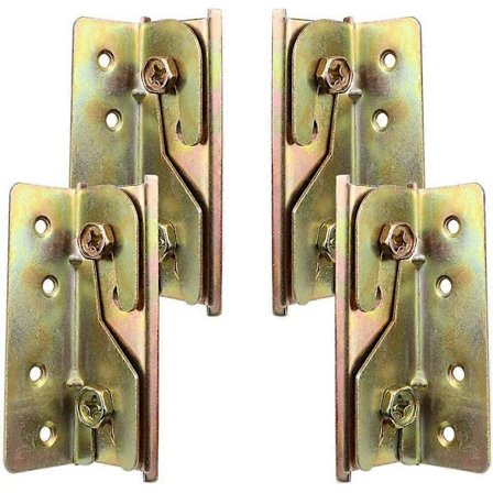 Sæt med 4 robuste, rustfrie sengegelænderbeslag uden mortise med skruer