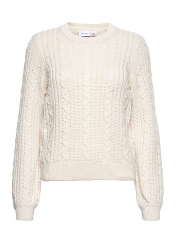 Vitilla O-Neck L/S Cable Knit Top Cream Vila