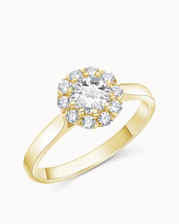 Haloring Ebba 18K Gulguld Naturlig Diamant 0.50 Carat - Förlovningsringar & Vigselringar hos Vanbruun