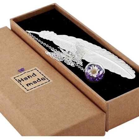 Metallfjäderbokmärke - Perfekt present till mors dag, kvinnors födelsedagar och lärarhyllning