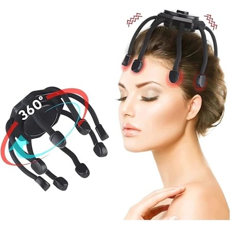 Hovedbundsmassage med 8 vibrerende kontakter, genopladelig Ultra Hovedbundsmassage, bærbar hovedmassage til smertelindring og angstlindring