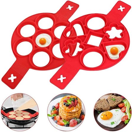 Silikonpannekakemold, 7 Ring Pannekakemaker, Non-Stick Kjøkken DXGHC