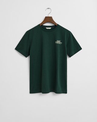 GANT - T-skjorte med grafikk for tenåringer tartan green