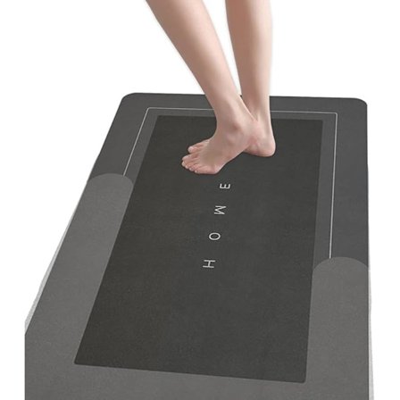 Badrumsmatta halkfri absorberande mjuk diatomitlera golvmatta snabbtorkande rökgrå