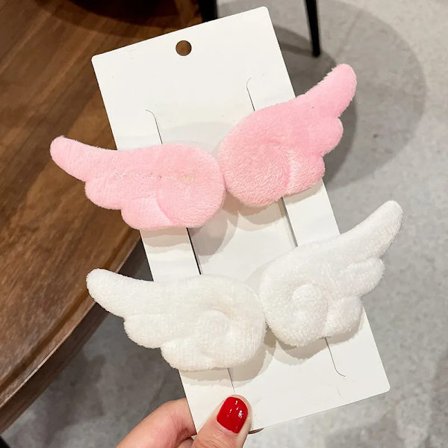 2 Pairs Angel Wing Hair Clips for Women Girls Plush Hairpin Kids Cute Cartoon Hair Clip Pins Hairgrip Christmas Hair Accessories